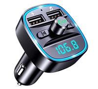 Mohard Bluetooth Car Adapter, Bluetooth FM Transmitter for Car MP3 Player FM Transmitter, Hi-Fi Amplifier, Hands-Free Calling, Dual USB Ports (5V/2.4A & 1A), LED, Support TF Card & USB Flash Drive