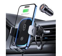 Mohard Car Phone Holder Wireless Charger, [Auto-Clamping] Dual-Coil & 15W Fast Charging Wireless Car Charger Air Vent Compatible with iPhone 16/15/14/13 Pro Max, Galaxy ZFlip5/4/3/S25/S24, etc