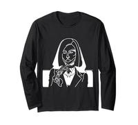 Mohawk Girl Line Art Punk Portrait Drawing Long Sleeve T-Shirt