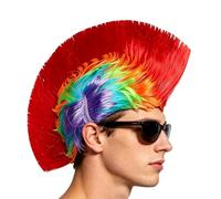 Mohawk Rock Wig Cockscomb Hair Rainbow Fun Rock Prop