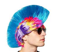 Mohawk Rock Wig, Rooster Comb Hair Draw Rainbow Colours, Fun Rock Props, Cosplay and Party Punk Mohican Haircut, Wig for Lovers, Families, Friends, Women, and Men