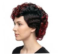 Mohawk Wig, Short Curly Wig for Women with Red and Black Highlights Synthetic Hair for a Bold, Playful Look