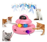 MOHAYA Automatic Cat Toys,4-in-1 InteractiveCat Toys for Bored Indoor Adult Cats, Electric Flying Butterfly,Rechargeable Moving Ambush Feather,Pink Kitter Toy Track Balls