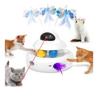 MOHAYA Cat Toy,Interactive 4-in-1 Automatic Cat Toys for Indoor Cats,Electronic Whack a Mole, Fluttering Butterfly,Track Balls Kitten Toy,Feather Toys for All Breeds