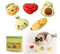 MOHAYA Catnip,5-Pack Fruity Friends Plush Toy Set for Cat nip, Soft Cotton Filling, No Zipper or Glue Design, Interactive Indoor Play, Gift-Boxed