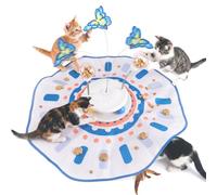 MOHAYA Interactive Cat Toy 5-in-1, Smart Automatic Cat Toys for Bored Indoor Cats, Motion & Sound Activated Toy with Fluttering Butterfly, Moving Feather, Track Balls & Slow Feeder Treat Dispenser