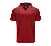 MOHEEN Men's Golf Shirts Short Sleeve Moisture Wicking Polo T-Shirts Athletic Quick Dry Fit Performance Collared UPF 50+, Red, 3XL