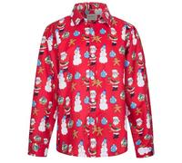 MOHEZ Boy Christmas Shirt Long Sleeve Ugly Funny Santa Claus Snowman Printed Kids Novelty Hawaiian Button Down Shirt Red,7-8Y