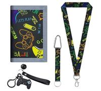 mohito Kinder Wallet, Three Fold Coin Purse, Children's Three Door Wallet, Transparent Credit Card Case with Game Console Pattern and Lanyard Hook, Black, Dimensione universale, Simple and practical