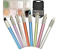 Mohs Hardness Test Kit, 2-9 Scratch Tester Hardness Test Pen, with 8 Pcs Hardness Tester Small Particle + Storage Box, for Industrial Mineral Identification,8pcs