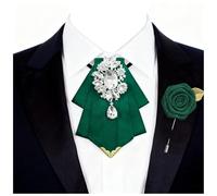 MOHSILY Bow Ties for Men Women Rhinestone Bowtie Solid Mens Bow Tie with Brooch for Suit Tuxedo Wedding Party, Green, One Size
