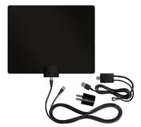 Mohu Leaf 50 Amplified Indoor TV Antenna, 60-Mile Range, UHF/VHF Multi-directional, Paper-Thin, 16 ft. Coaxial Cable, 15dB Amplifier with USB Cable, Reversibile, Paintable, 4K-Ready HDTV, MH-110584