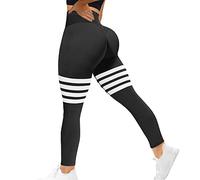MOHUACHI Women's Yoga Shorts, (#9) Black Stripes, XL