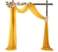MOHUIED 10M Wedding Arch Drape Decoration Tulle Organza Sheer Fabric Draping Curtain Birthday Party Backdrop Wedding Chair Sashes Decor Wedding Arch Draping Fabric(Gold,135x500cm)