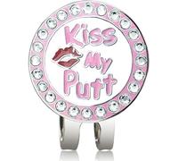 MOHUIED 1pc Golf Ball Marker Car And Kiss My Putt Rhinestone Diamonds Golf Accessories With Magnet Hat Clip For Girl Friend for Men and Women(1pc with Cap Clip-01)