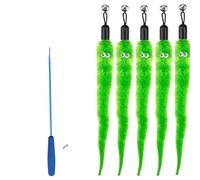 MOHUIED Cat Toy Accessories Worms Replacement Head Replace Plush Funny Cat Stick Pet Toys for Boredom(6Pcs Green)