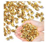 MOHUIED Fish Tank Gravel Stones 100pcs 11x14mm Crystals Plastic Gems Home Vase Decoration Multi Colorful Diamond Ice Rocks Stones DIY Jewelry Toys Party Crafts(Gold)