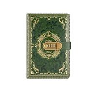 MOHUIED Lockable Diary Retro Digital Password Notebook Journal With Lock A5 Diary for Men and Women PU Leather Combination Persons Privacy(Green)