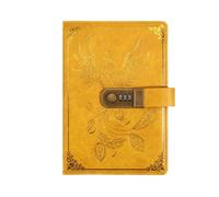 MOHUIED Lockable Diary Stationery Password Notebook Diary Book Retro A5 with Lock Protecting Secrets 200 Pages Travelers Journal Student(Style1-Yellow)