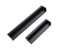 MOHUIED Recessed Handle Embedded Hidden Concealed Handles for Cabinets and Drawers Modern Wardrobe Pulls Aluminum Alloy Invisible(Matte Black,400mm Length)