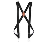 MOHUIED Side Clip Suspenders For Men Work 2.5cm Wide X-back With 2 Snap Hooks Adjustable Elastic Heavy Duty Trouser Braces Mens Braces(Black)
