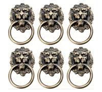 MOHUIED Vintage Ring Pulls 6 Pcs Ring Pull Handles with Installation Hardware - Vintage Style Drawer Pulls for Dresser, Wardrobe