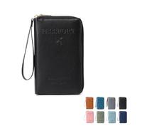 MOHXFE Multi-Functional RFID Passport Wallet,Secure ID Card Organizer with Anti-Theft Protection,Slim Leather Cover for Credit Cards, Tickets, and Cash,Essential Travel Wallet (Black)