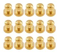 Moicstiy 15Set 6mm Round Head Button Studs Solid Brass Button Stud Screw Leather Button Rivets for Bag, Belt, Craft, DIY Decoration