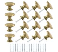 Moicstiy 16Pcs Antique Brass Kitchen Cabinet Knobs Handle Pulls, 30mm Vintage Round Drawer Knob Pulls for Dresser, Cupboard, Bathroom