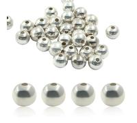 Moicstiy 30 Pcs 925 Sterling Silver Beads, 6 mm Smooth Spacer Beads, Round Ball Beads for Jewelry Craft Making