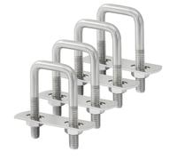 Moicstiy 4 Sets M6 Square U Bolts 3/4 Inch Wide, 304 Stainless Steel U-Bolts with Frame Plates, Nuts, and U Clamp for Trailers, Boats (20 mm x 50 mm)