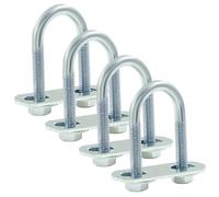 Moicstiy 4 Sets M6 U Bolts 3/4 Inch Wide, Round U-Bolts with Frame Plates, Nuts, and Washer, Zinc Plated Steel U Clamp for Trailers, Boats (20 mm x 50 mm
