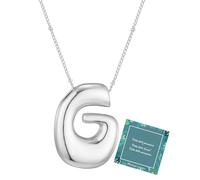 Moiegouct 14K Gold Plated Bubble Letter Necklace 3D Initial Pendant with Beaded Chain Personalized Name Jewelry for Women, G, Brass, No Gemstone