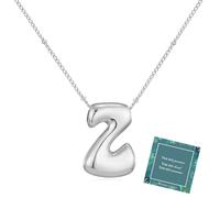 Moiegouct 14K Gold Plated Bubble Letter Necklace 3D Initial Pendant with Beaded Chain Personalized Name Jewelry for Women, Z, Brass, No Gemstone