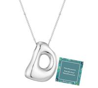 Moiegouct 14K Gold Plated Bubble Letter Necklace 3D Initial Pendant with Beaded Chain Personalized Name Jewelry for Women, D, Brass, No Gemstone