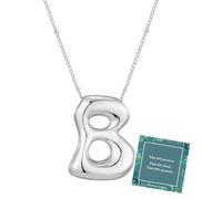 Moiegouct 14K Gold Plated Bubble Letter Necklace 3D Initial Pendant with Beaded Chain Personalized Name Jewelry for Women, B, Brass, No Gemstone