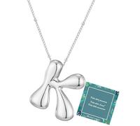 Moiegouct 14K Gold Plated Bubble Letter Necklace 3D Initial Pendant with Beaded Chain Personalized Name Jewelry for Women, K, Brass, No Gemstone