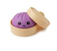 Moiegouct Purple Dumpling Squishies with Box,New Mystery Squishys Dumplings Stress Relief Balls Fidget Sensory Toy,Bao Bun with Food Steamer Stretchy Desk Squeeze Toys