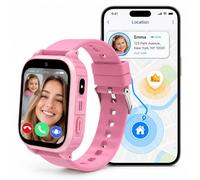 Moikmlih 4G Kids Smart Watch GPS Tracker, Video Voice Call, WiFi Location, Age 4-15 (Pink)