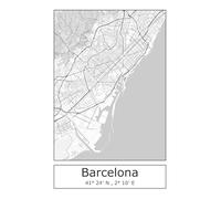Moin Socks Barcelona: Tea Towel/Drying Towel/Kitchen Towel with Map or City Map of Barcelona