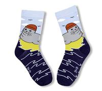 Moin Socks Sea Seal Beach and Waves Design Sock, blue, 41-46