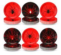 Moinchore 60 Pcs Spider Paper Plates Bulk 7 Inches Disposable Round Dessert Plates for Spider Birthday Party Dinner Supplies