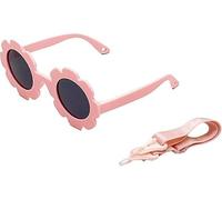 Moineefo 1 Pcs Pink Baby Sunglasses, Cute Flower Sunglasses, Sun protection Flexible Polarized Baby Sunglass With Adjustable Strap, for Infant Baby Girl and BoyAge 0-24 Months