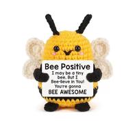Moineefo Positive Crochet Bee,Funny Knitting Wool Bee Doll with Positivity Affirmation Cards,Handmade Positive Good Luck Gifts,for Women Men Friends Family