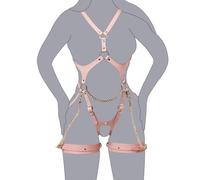 Moinha Adjustable Women's Sexy Bondage Set Women Strap Body Chest Straps Fetish Erotic Lingerie SM Restraints Chest Harness with Chain Garter Belt Rave Outfit Cosplay Costume (Pink)