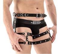 Moinha BDSM Leather Caged Thigh Holster Goth Sexy Punk Men's Half Body Chest Belt Adjustable PU Leather Belts with Buckles Rave Costume Punk Leather Body Cage for Men