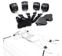 Moinha Bed Restraints Kit, Adjustable Bed Restraint Strap Setting Handcuffs Eye Mask Fetish Sex Bondage Bedroom BDSM Toy with Hand Cuffs Ankle Cuff for Couple