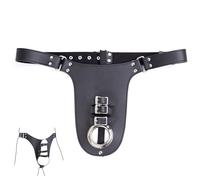 Moinha Leather Men's Chastity Belt Men's Sexy Flirting Sexy Briefs BDSM Leather Belt with Cock Rings for Male,Chastity Devices Accessories SM Fetish Slave Erotic Costumes Bondage Games
