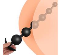 Moinha Silicone Anal Beads Anal Chain Anal Trainer with 6 Different Size Balls and Pull Roop for Men Women Anal Chain Butt Plug Anal Sex Toys