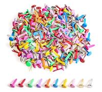 moinkerin 200 Pcs Paper Fasteners Split Pins Crafts 0.3 x 0.55inch Mini Brads for Paper Crafts Multicolor Brad Fasteners for DIY,Crafting,Scrapbooking,Stamping Round Head fasteners for Office (8x14mm)